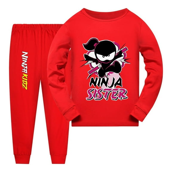 Kids Ninja Lounge Pajamas – Ninja Cartoon Nightwear Set – Boys Girls Long Sleeve PJs – Soft Homewear and Sleepwear for Toddler and Youth Bedtime