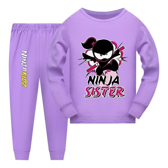 Kids Ninja Lounge Pajamas – Ninja Cartoon Nightwear Set – Boys Girls Long Sleeve PJs – Soft Homewear and Sleepwear for Toddler and Youth Bedtime