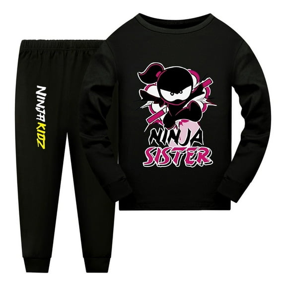 Kids Ninja Lounge Pajamas – Ninja Cartoon Nightwear Set – Boys Girls Long Sleeve PJs – Soft Homewear and Sleepwear for Toddler and Youth Bedtime