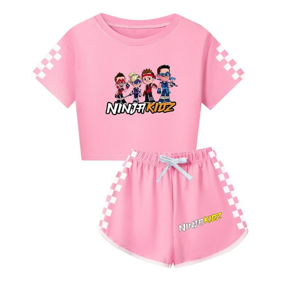 Kids Ninja Themed Summer Outfit for Girls – Kidz Crop Top and Shorts with Cool Prints
