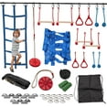 thumbnail image 1 of Kids Ninja Warrior Obstacle Course Toys Accessories 8 PCS, Outside 50FT Ninja Slackline Kit Ninja Course Playset with Swing, Climbing Net, Ladder & Monkey Bars for Outdoor Playground, 1 of 9