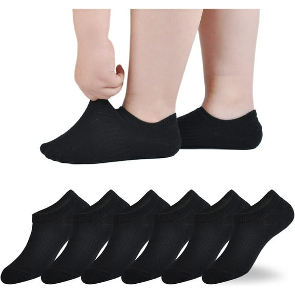 Kids No Show Socks Girls Boys Non-slip Socks Cotton Low Cut Socks 6/12 Pack