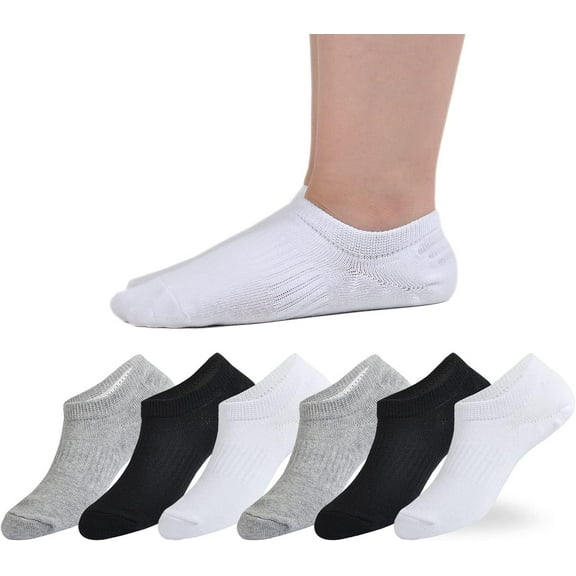 Kids No Show Socks Girls Boys Non-slip Socks Cotton Low Cut Socks 6/12 Pack