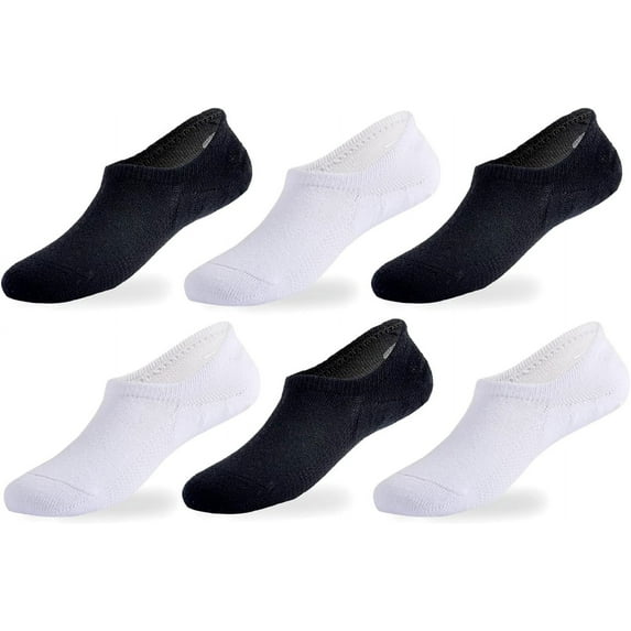 Kids No Show Socks Girls Seamless Socks Boys Cotton Non-slip Low Cut Socks 6 Pack