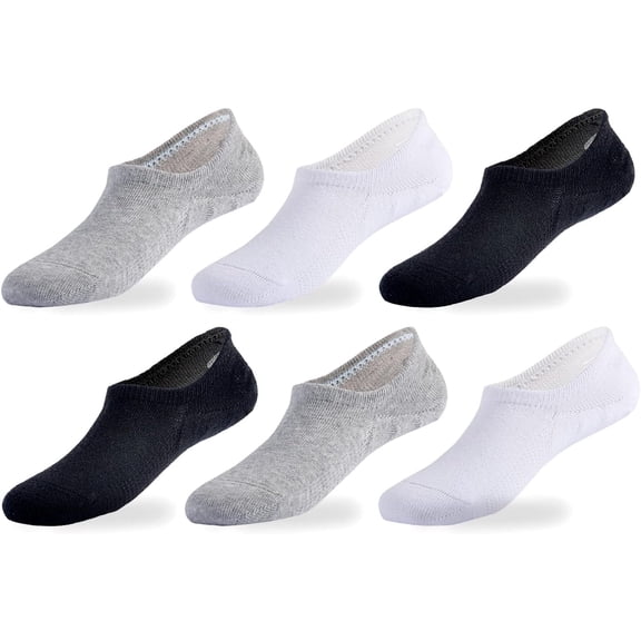 Kids No Show Socks Girls Seamless Socks Boys Cotton Non-slip Low Cut Socks 6 Pack