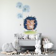 thumbnail image 1 of Kids Nursery Bedroom Decoration Sticker Baby Hedgehog Holding Flowers Vinyl Wall Art Decal - 20 Inches x 25 Inches Removable Home Wall Watercolor Art Adhesive Decor Design - Multicolor, 1 of 5