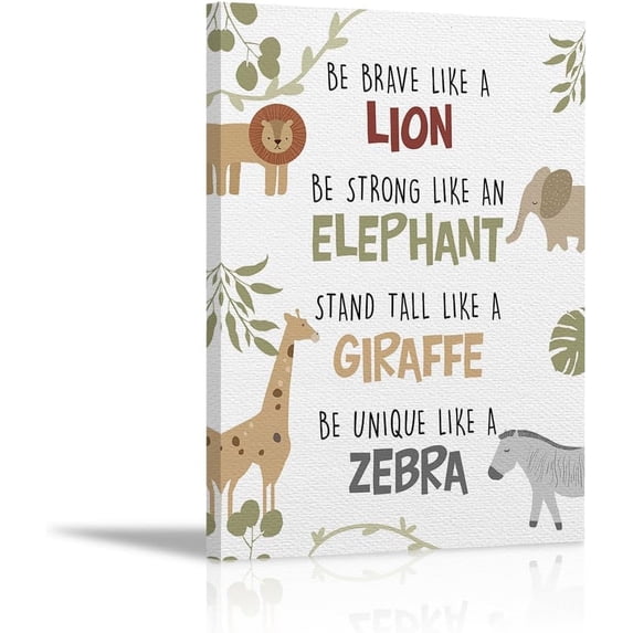 Kids Nursery Tropical Animal Be Brave Like a Lion Wall Decor Canvas Wall Art Painting Paints Picture for Home Kids Room Classroom Nursery Playroom,11x14 Inch,Gifts for Kids Girls Boys