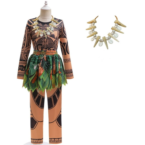 Kids Ocean Adventure Costume 3-Piece Long T Shirt/Pants Necklace Set Halloween Dress up for 2-3T