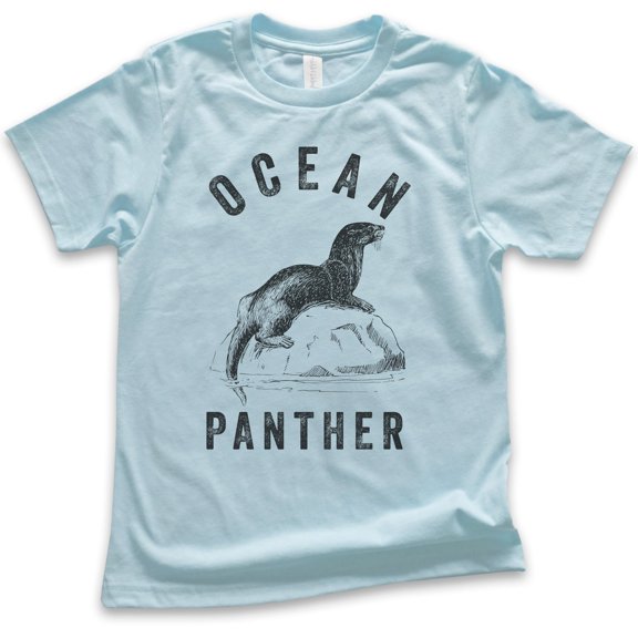 Kids Ocean Panther Seal Shirt, Youth Kids Boy Girl T-Shirt, Seal Shirt, Funny Animal Shirt, Light Blue, X-Small