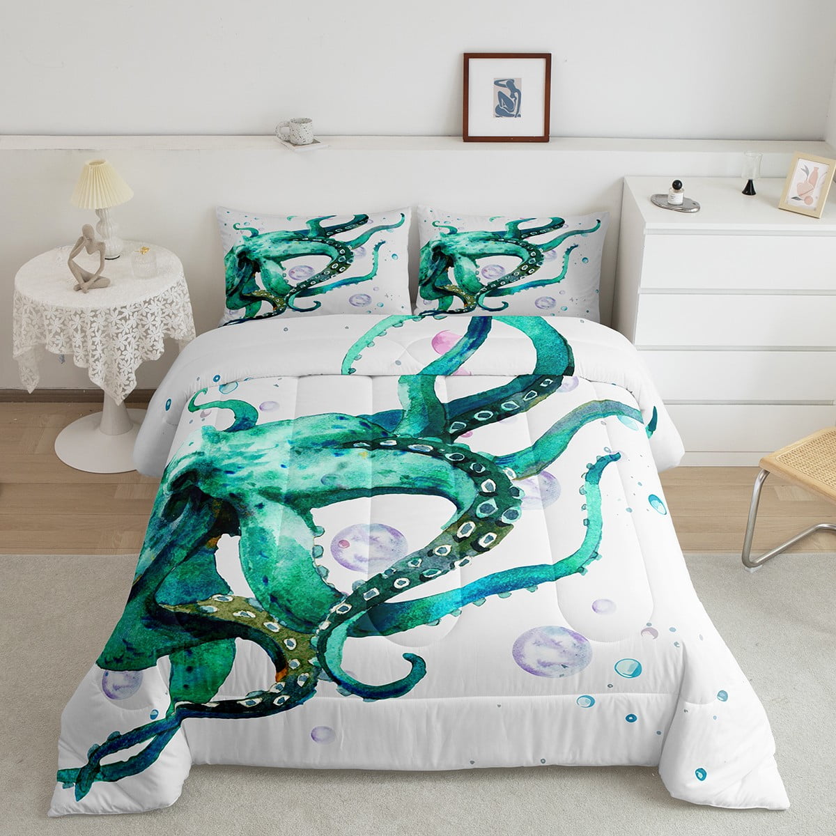 Kids Octopus Bedding Comforter Sets for Boys Children, Ocean Animal
