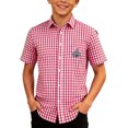 thumbnail image 1 of Kids Oktoberfest Plaid Short Sleeve Button Down Shirt, Boys Girls Gingham Check Collared Top with Festival Embroidery, Casual Summer Shirt for School Outdoor Daily Wear(Red10,5-6 Years), 1 of 3