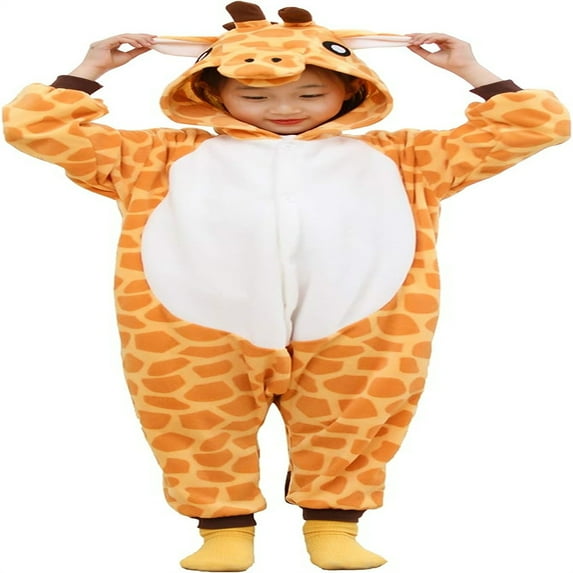 Kids One Piece Flannel Zip Cosplay Animal Costume Pajamas Home Clothing