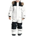 thumbnail image 1 of Kids One Pieces Ski Suits Jumpsuits Boys Girls' Winter Outdoor Snowboarding Waterproof Snowsuits,Z2-White,3-4 Years, 1 of 6