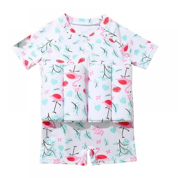 Kids One-piece Rashguard Swimsuit Float Suit, Uccdo Little Boys Girls Floral Cartoon Zip up Buoyancy Swimsuit Bathing Suit 2-6Y