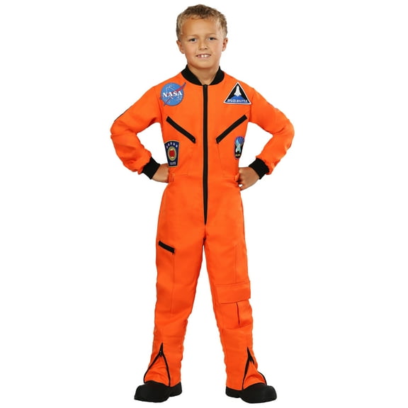 Kids Orange Astronaut Jumpsuit Costume