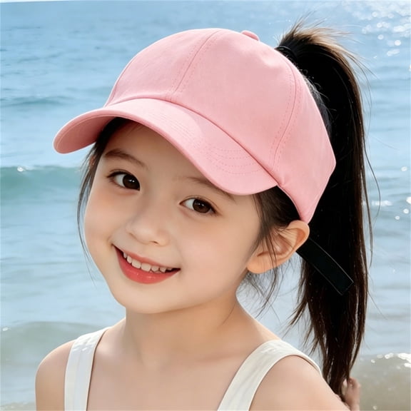 Kids Outdoor Casual Half Dome Visor Hat Solid Color Curved Brim Ponytail Cap Tsunami Hat Cool Hard Hats for Men Bill Dance Hat Shelter Hat Who Took The Farmers Hat Trucker Hat Large with Hat