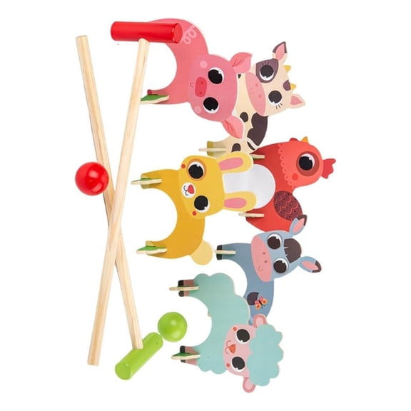 Kids Outdoor Croquet Game with Cute Designs for Family Lawn Activity Garden Play Interactive Backyard Games