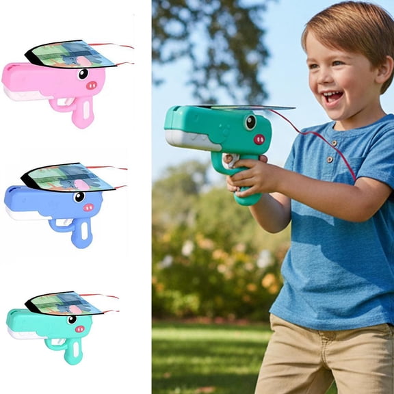 Kids Outdoor Kite Launcher Toy Set with Handheld Transmitter, Easy Flying Kite Kit for Beach Park Backyard Play, Random Pattern