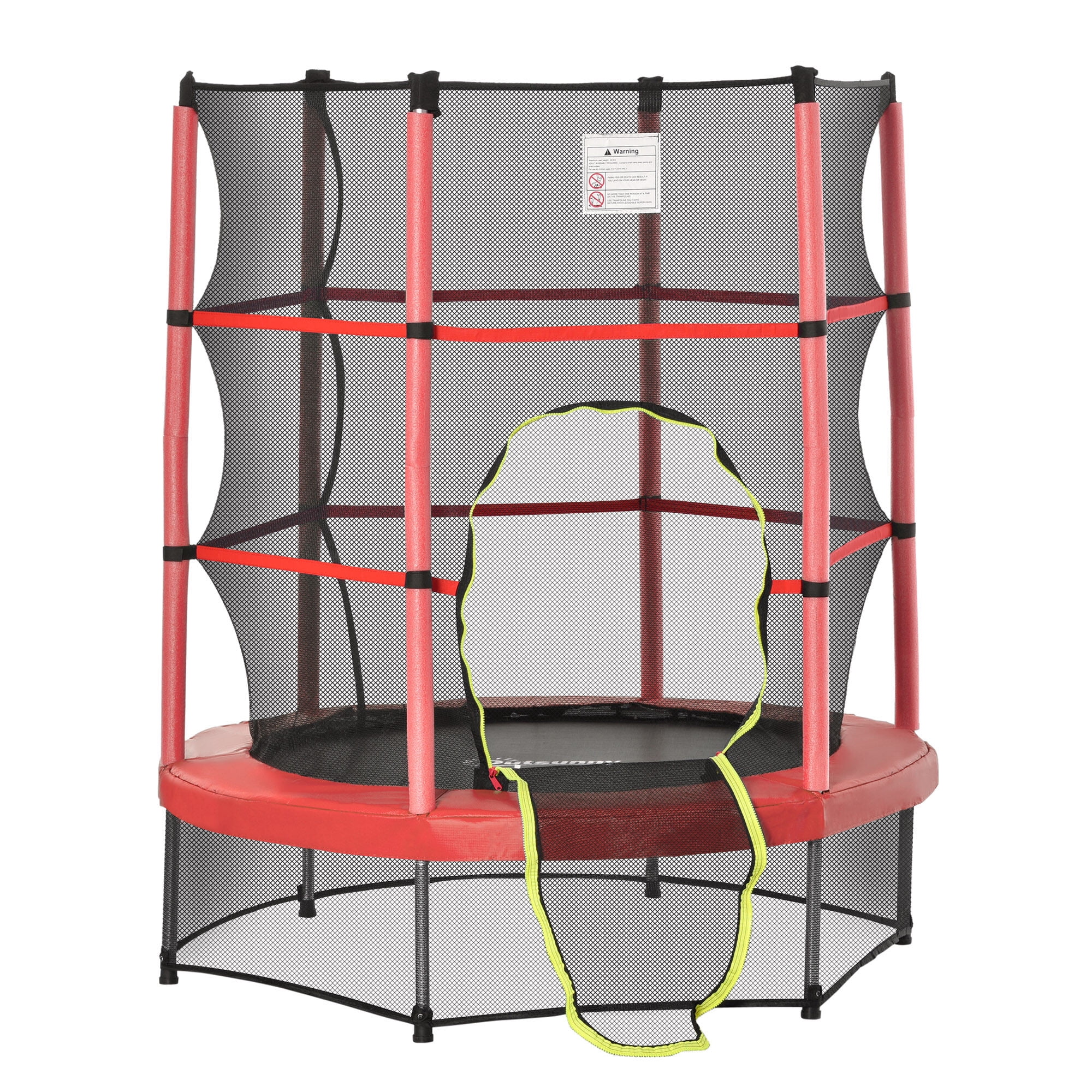 Kids Outdoor Toys, Φ5FT Kids Trampoline with Enclosure Net, Springless Design, Safety Pad and Steel Frame for Indoor Outdoor, Toddler Round Bouncer for Age 3 to 6 Years RED, Outdoor Play Equipment
