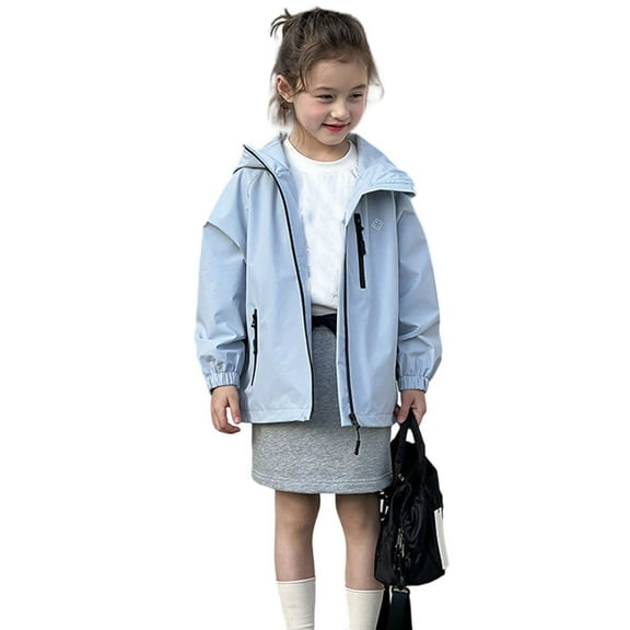 Kids Outdoor Windbreaker Jacket With Hood Water Lightweight Breathable Loose Fit Casual Windproof Raincoat for Boys Girls Kids Light Weight Jackets Girls Big Girls Winter Coats Heavy Weight Jackets
