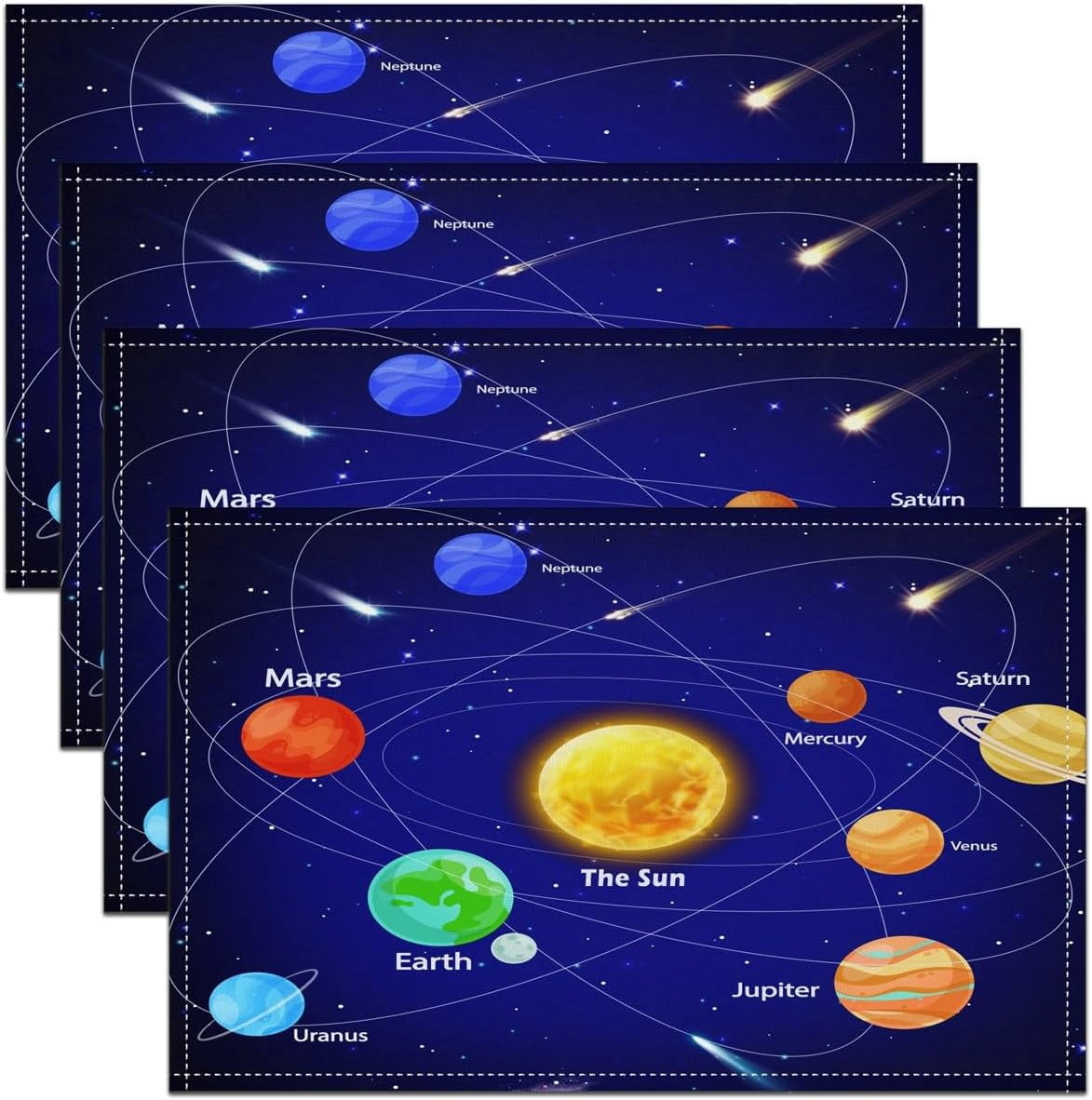 Kids Outer Space Table Mats Boys Starry Sky Galaxy Placemats Set of 4 ...