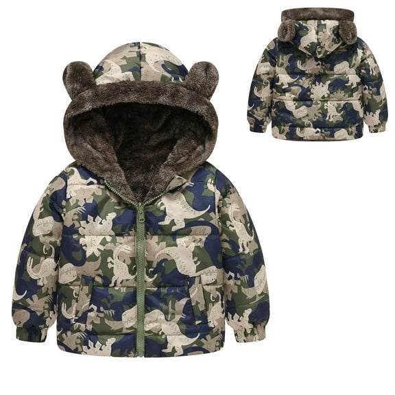 Kids Outerwear Coats Kids Coat Winter Baby Jacket Girls Hooded Cartoon Cute Prints Toddler Outwear Zipper Windproof Warm Thick Girls Coat Jacket
