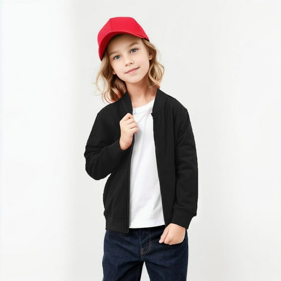 Kids Outerwear Coats Toddler Boys Girls Long Sleeve Winter Outwear Jacket Coat Solid Color Pocket Baseball Sport