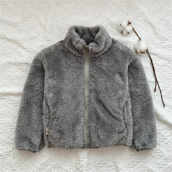 Kids Outerwear Coats Toddler Kids Baby Girls Boys Solid Wool Coat Jacket Outerwear Zipper Warm Thick Winter Outwear With 2 Pockets