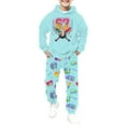 thumbnail image 1 of Kids Outfits Set 6 7 Six Seven Letter Outfits Set Comfortable Boys Winter Outfit Warm Hoodie And Jogger Pants With Print Light Blue 140(8-9 Years), 1 of 6