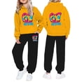 thumbnail image 1 of Kids Outfits Set 6 7 Six Seven Letter Outfits Set Comfortable Child Toddler Boys Girls Long Sleeve Solid Warm Hoodie Pullover Tops Pants Kids Outfits Sweat Suit Yellow 110(4-5 Years), 1 of 9