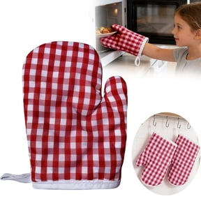 Kids Oven Mitt Heat Resistant Cotton Gloves 7.1 x 4.7 in Mini Baking Mitts for Kitchen Cooking
