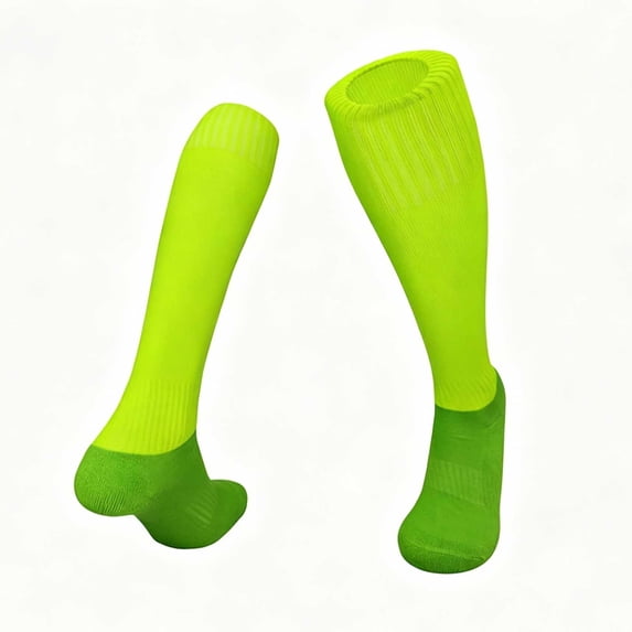 Kids Over Knee High Soccer Socks Cushioned Stretchy Baseball Football Socks for Youth Boys Girls Uniform Sports Socks Green 7-13 Years