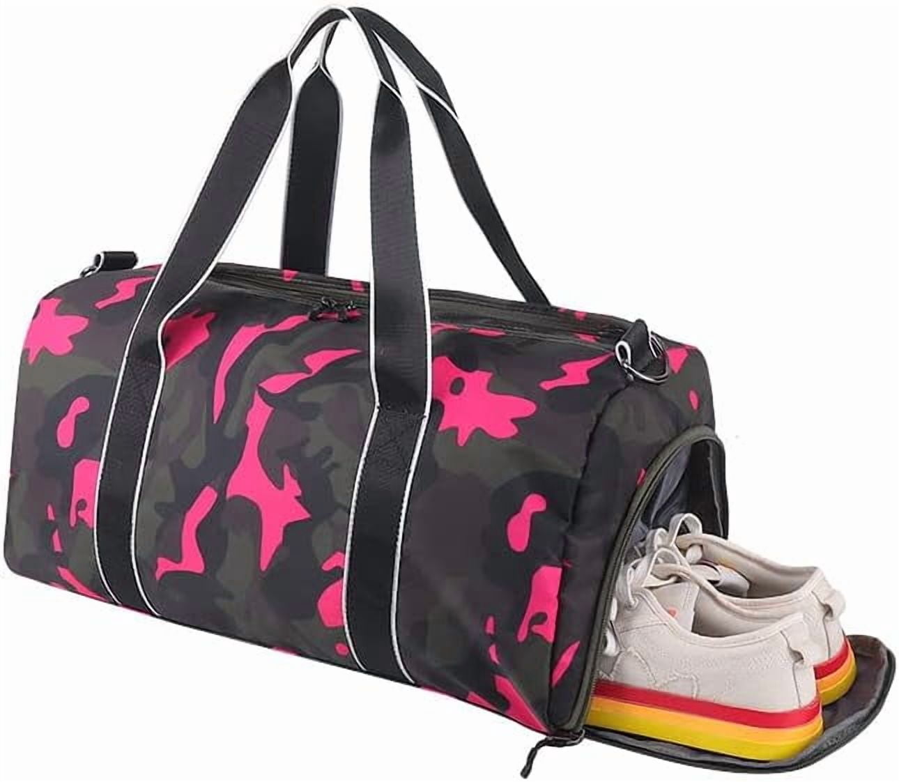 Kids Overnight Duffle Bag Girls Boys Sports Gym Bag with Shoe Compartment Wet Pocket Camouflage travel bag (ArmyGreen)