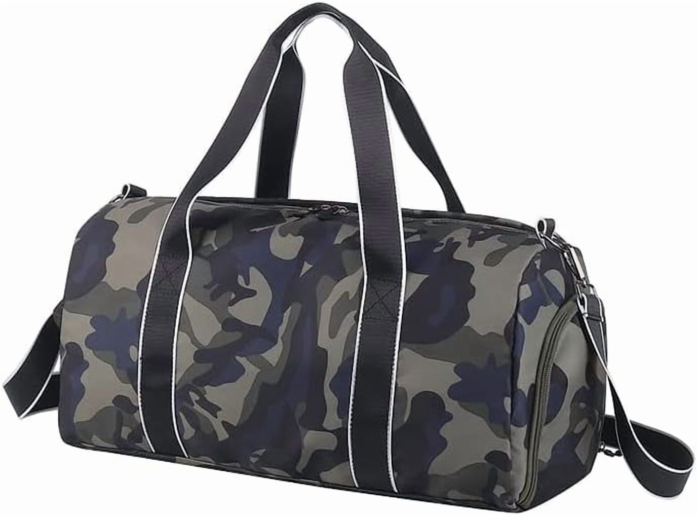 Kids Overnight Duffle Bag Girls Boys Sports Gym Bag with Shoe Compartment Wet Pocket Camouflage travel bag (ArmyGreen)