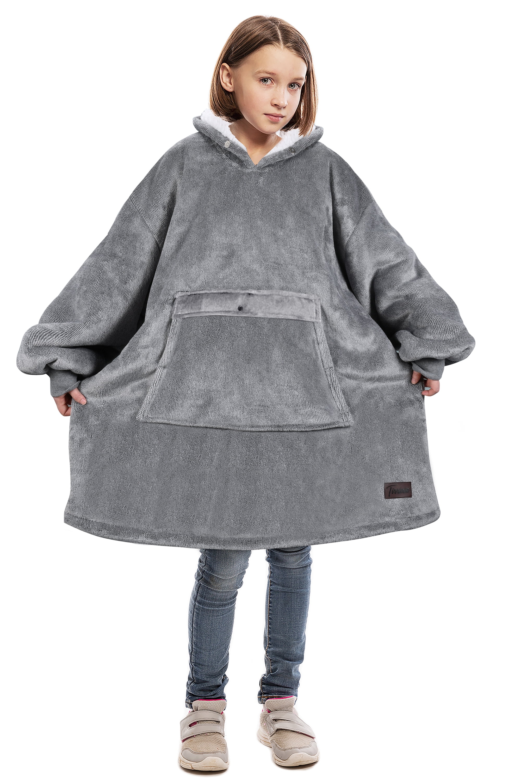 Kids Oversized Blanket Sweatshirt,Sherpa Hoodie,Super Soft Warm Comfortable Giant Pullover with Large Front Pocket for Boys Girls