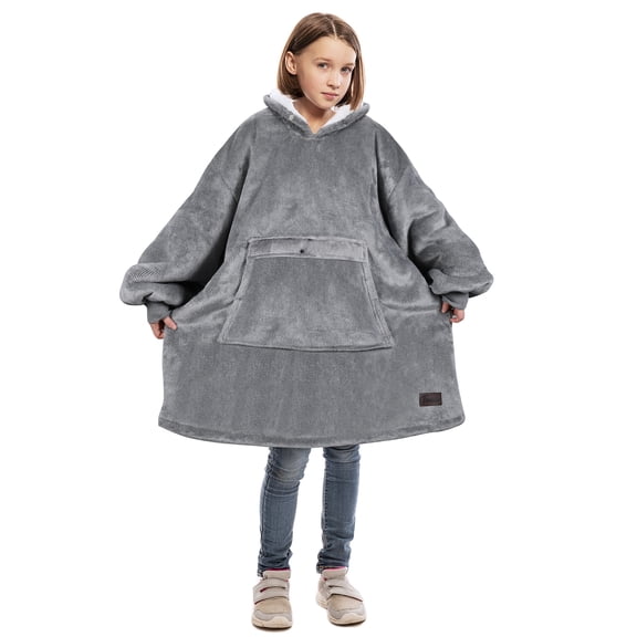 Kids Oversized Blanket Sweatshirt,Sherpa Hoodie,Super Soft Warm Comfortable Giant Pullover with Large Front Pocket for Boys Girls