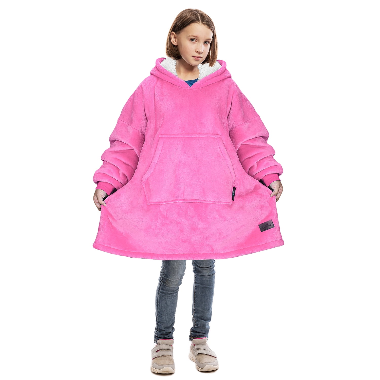 Kids Oversized Blanket Sweatshirt,Sherpa Hoodie,Super Soft Warm Comfortable Giant Pullover with