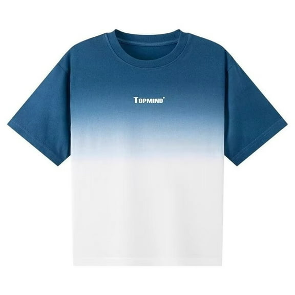 Kids Oversized T Shirt Boys Cotton Loose Short Sleeve Pullover Shirts Boy Summer Gradient Print Casual Tops (Blue 7 Years)