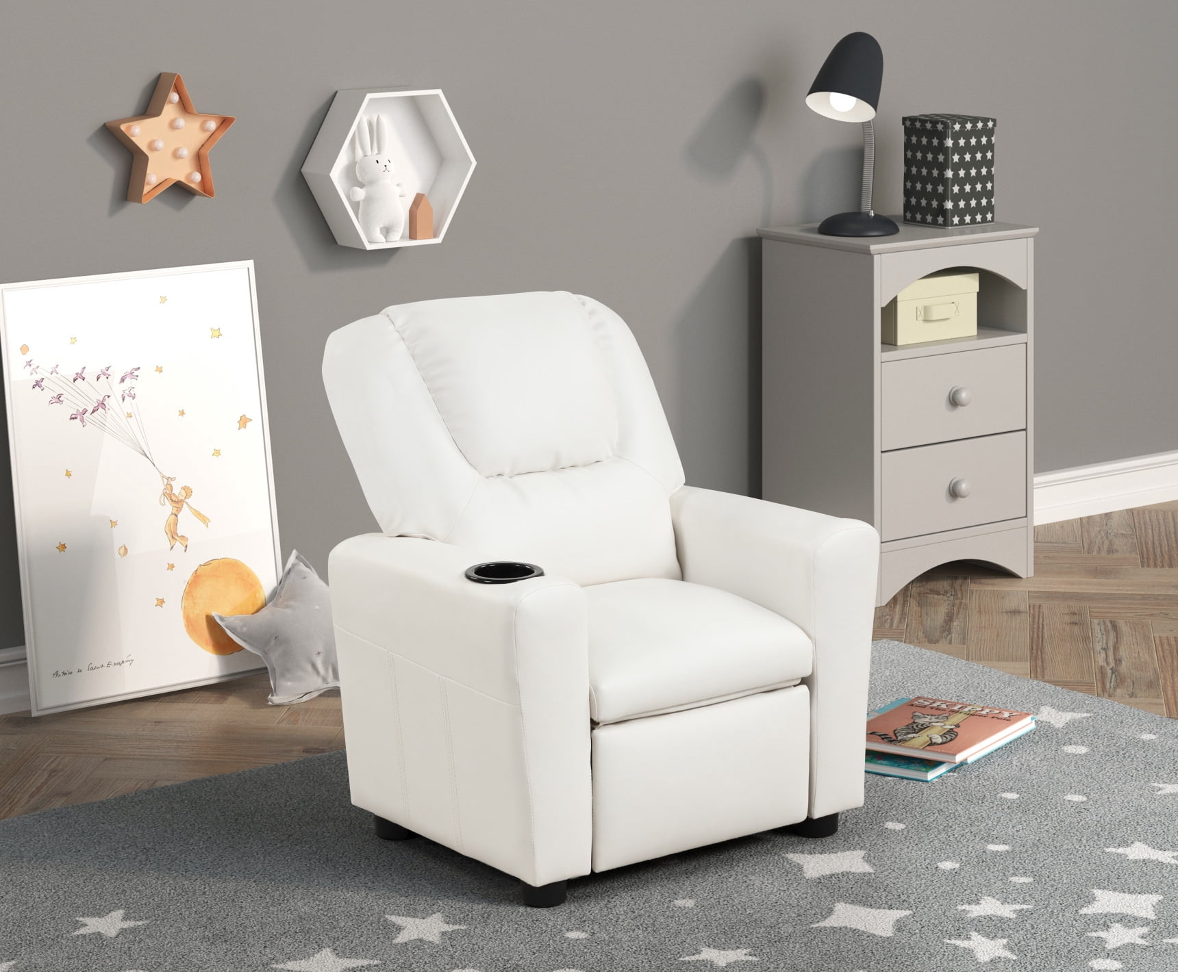 THOWDEE PU Leather Recliner with Headrest, White - Walmart.com