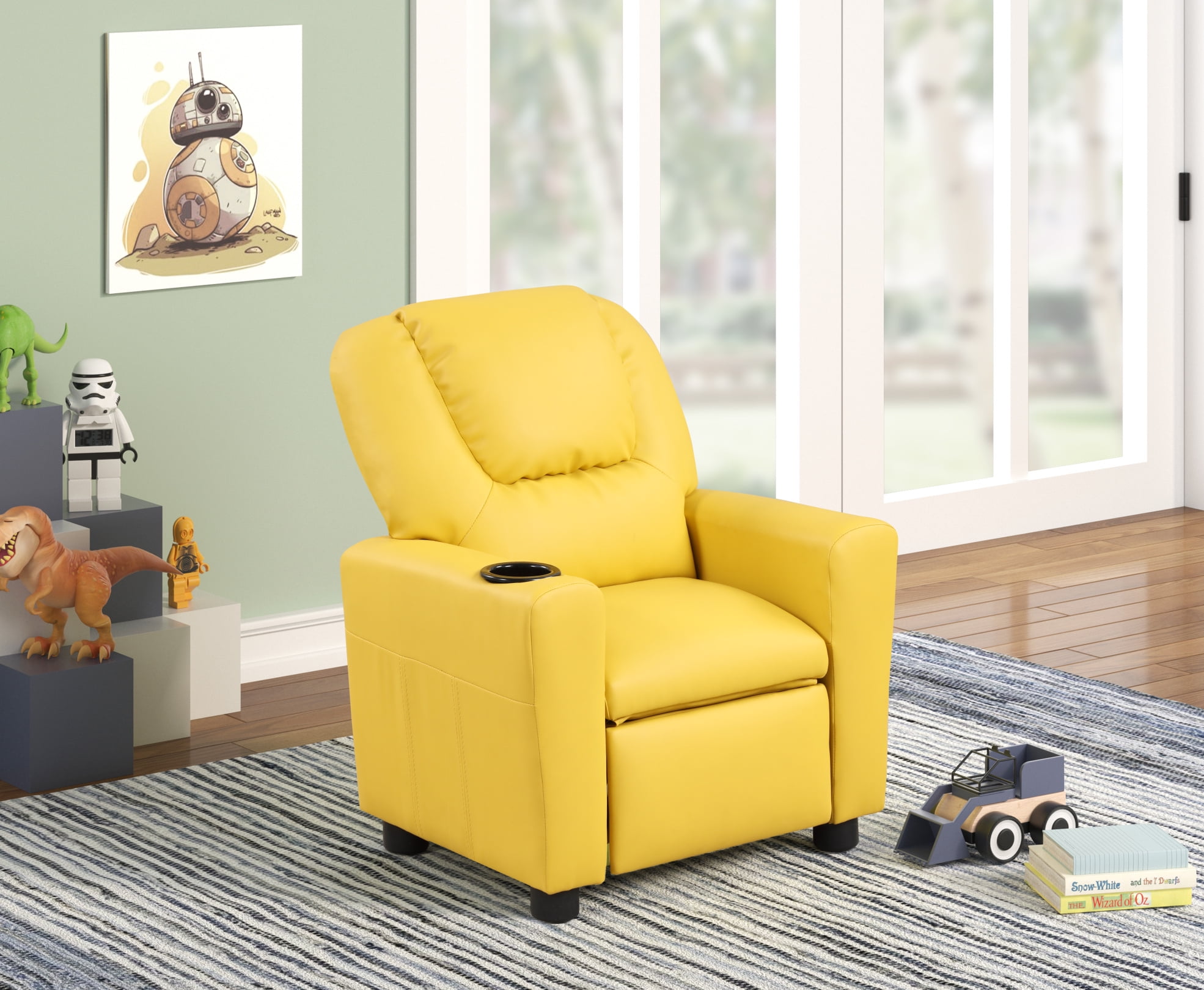 Marisa Kids PU Leather Recliner Chair with Cupholder, Footrest ...