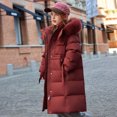 thumbnail image 1 of Kids Padded Parka Coats Girls Hooded Jacket Warm Winter Outerwear Waist Mid Length Thermal School Overcoat for Toddler Teen Girls Wine 13-14Years, 1 of 7