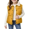thumbnail image 1 of Kids Padded Vest with Button Front Sherpa Collar Lightweight Sleeveless Outerwear for Girls Boys Casual Everyday Wear, 1 of 3