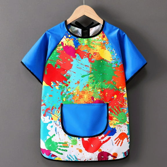 Kids Paint Smock Painting Apron Long Sleeve Kids Blue Apron Pair With A Pocket Art Smocks For Kids 6-8 Years For Boys