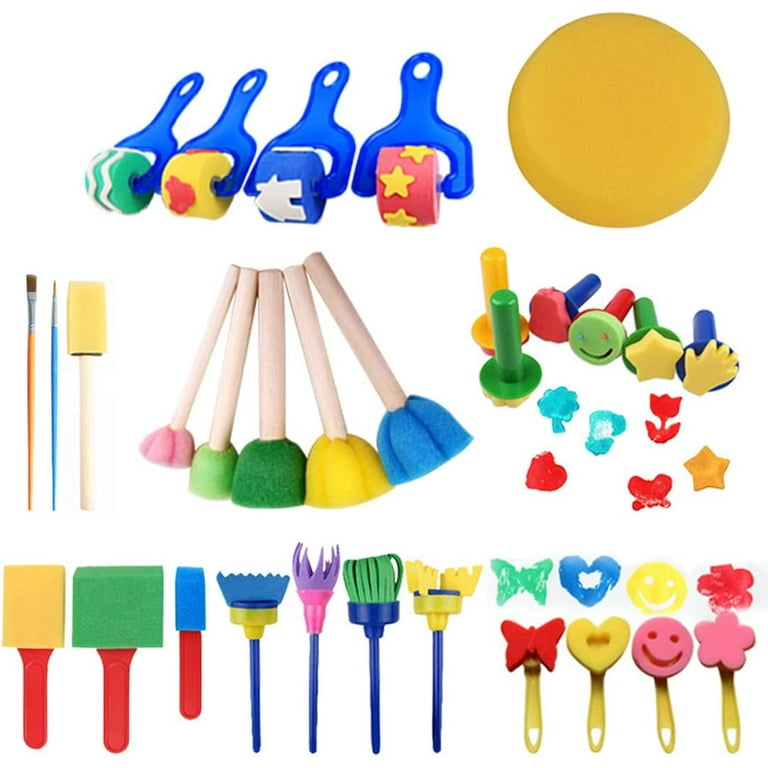 5pcs Sponge Brushes for Painting DIY Crafts Foam Paint Brush with Wood