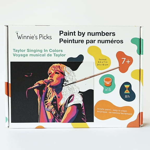 Kids Paint by Number Craft Kit - Taylor Singing in Colors Painting by Winnie's Picks - Ages 8 12