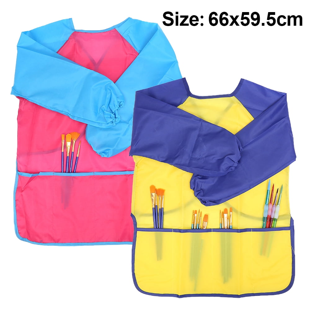 Yahenda 8 Pieces Art Smock for Kids Waterproof Children Painting Aprons  with Pockets Toddler Paint Smock Sleeveless Kids Art Apron for Age 3 to 8