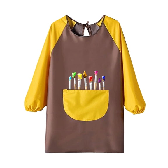 Kids Painting Apron, Waterproof Kids Art Smock with Long Sleeve and Pockets Kids Aprons for Cooking Painting Crafting