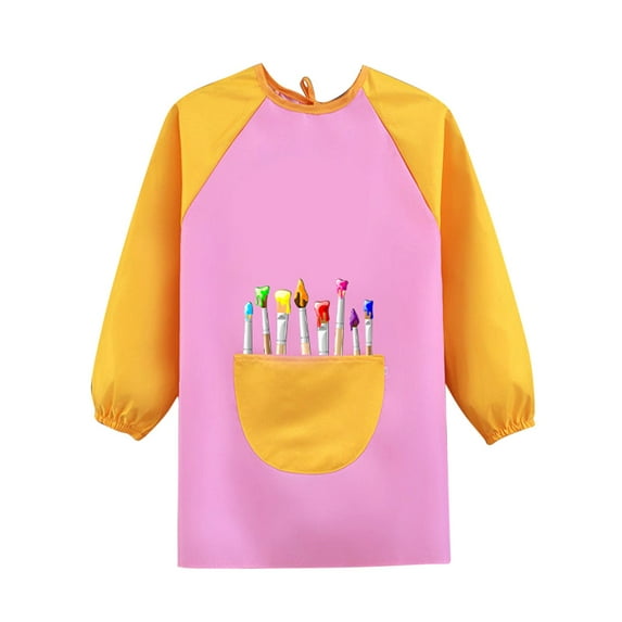 Kids Painting Apron, Waterproof Kids Art Smock with Long Sleeve and Pockets Kids Aprons for Cooking Painting Crafting