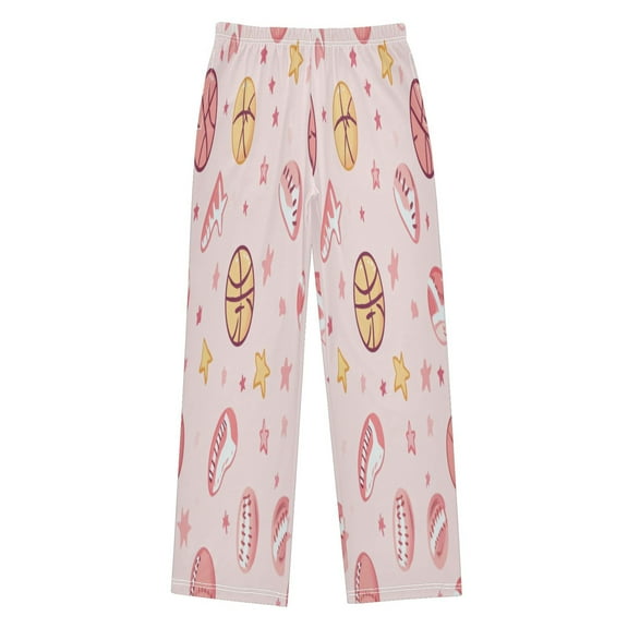 Kids' Pajama Pants Soft Relaxed Fit Sleep Pants Lounge Pants with Pockets Basketballs and Baseballs Small