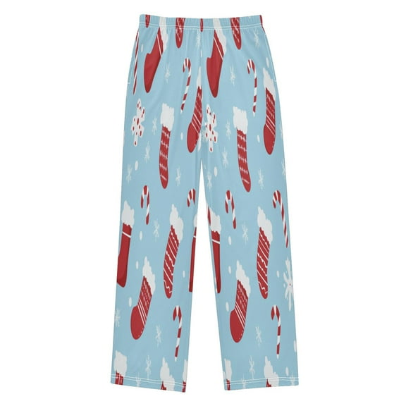 Kids' Pajama Pants Soft Relaxed Fit Sleep Pants Lounge Pants with Pockets Candy Canes and Christmas Stockings Large